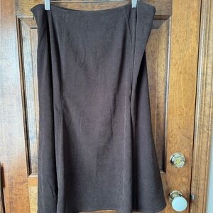 JM Collection Brown Faux Suede A-Line Skirt Size 14